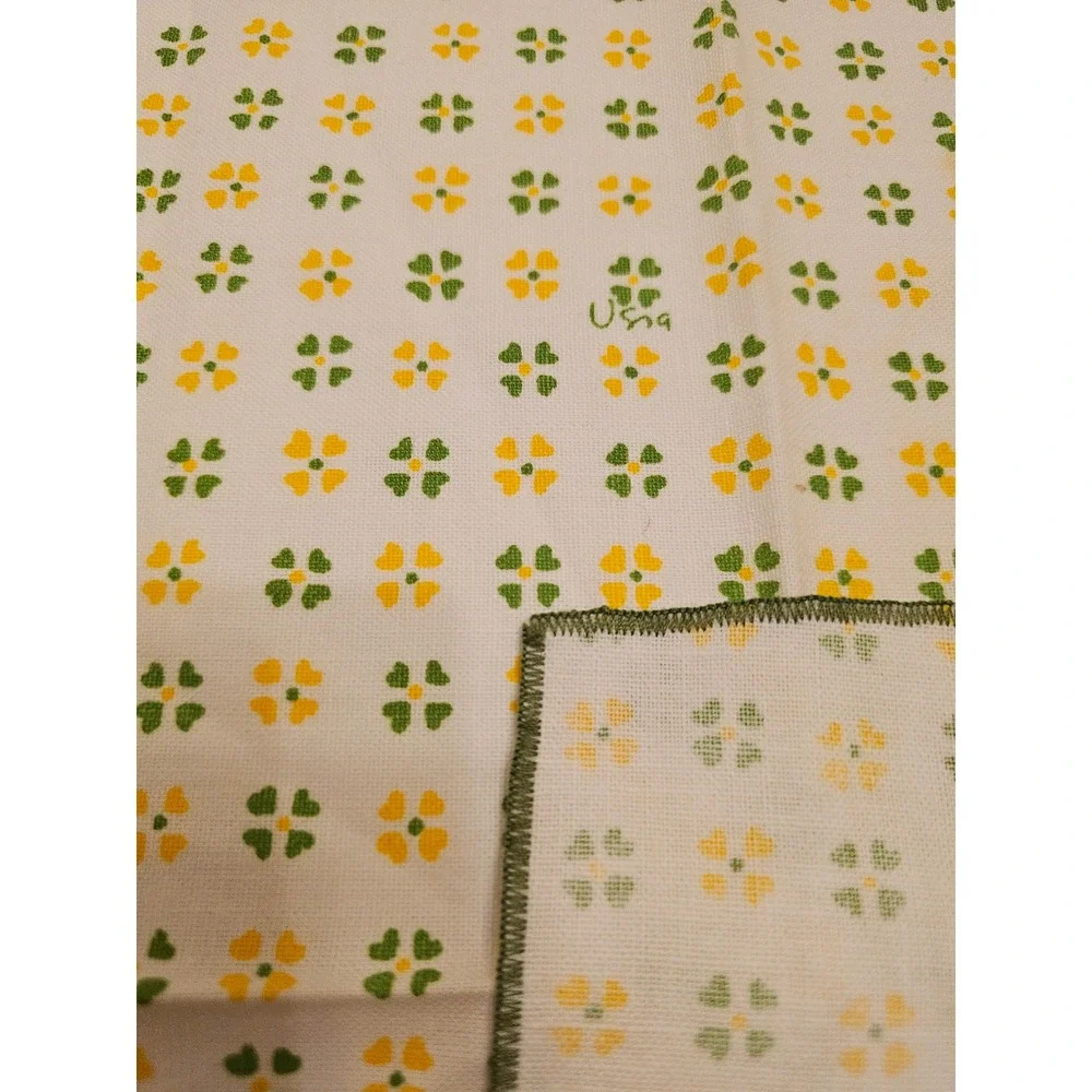 Vintage Vera Neumann Clover Flower Dinner Napkins S/3. Green border‎ MCM